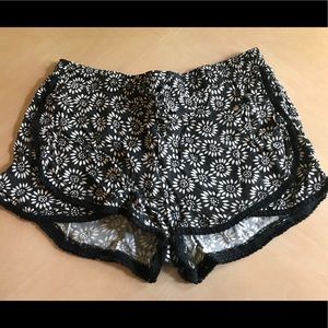 Black/White Floral Shorts